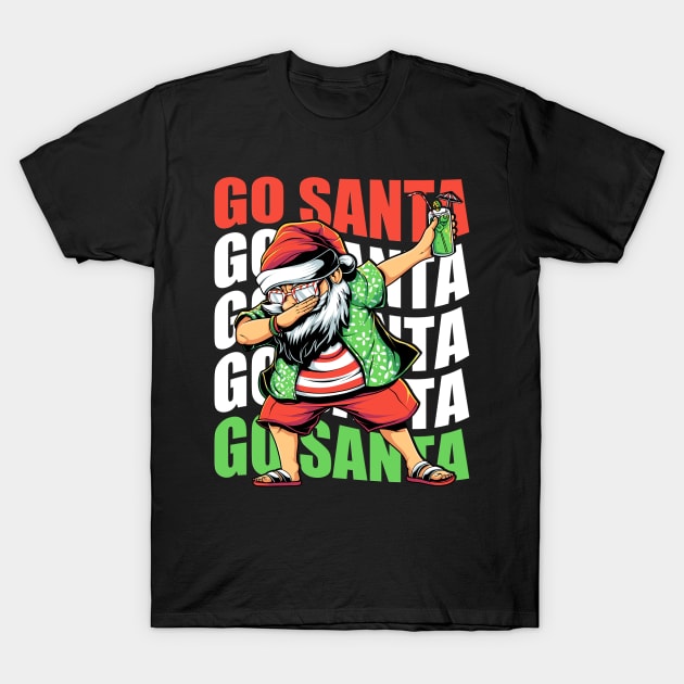 Go Santa Dabbing Beach Christmas T-Shirt by BDAZ